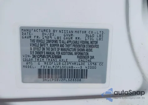 2023 Nissan Kicks S Xtronic Cvt z USA, uszkodzony, nr VIN 3N1CP5BV2PL528508